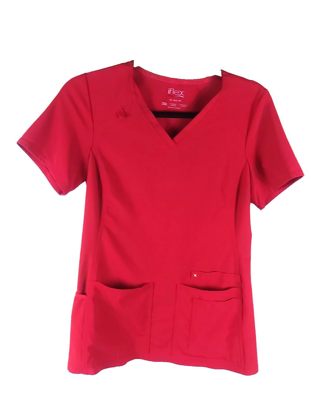 I Flex Women's Scrub Top Cheery Red Size X Small Polyester Blend